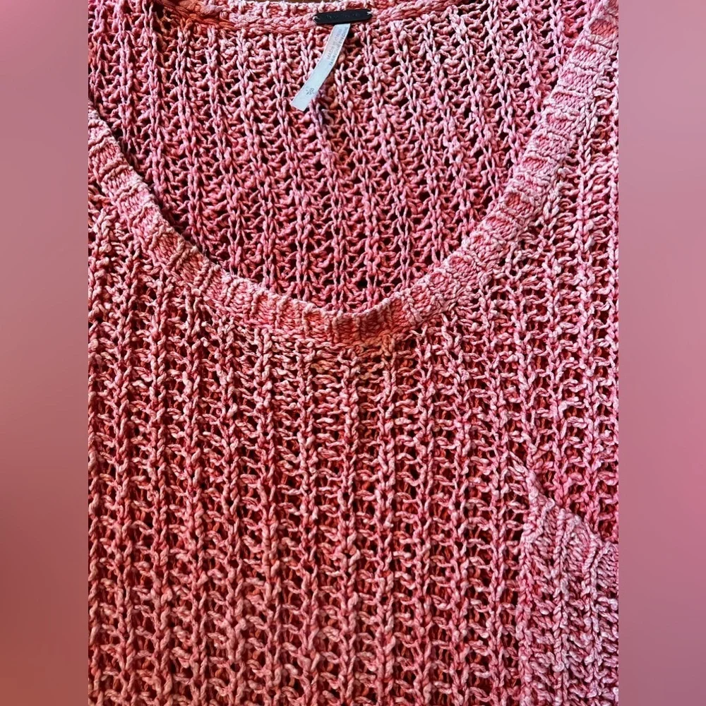 Oversized free people sheer see through peachy coral pink top size small